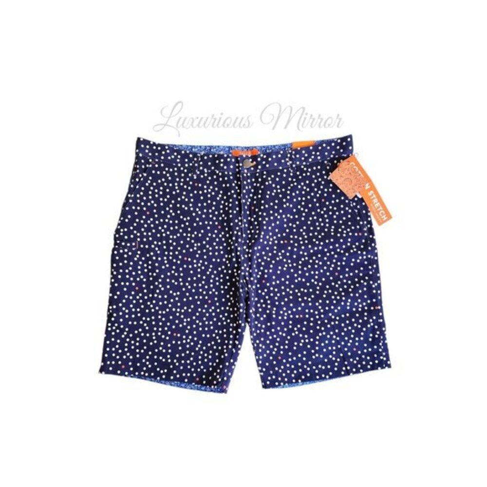Tallia Sport Men's Modern Fit Stretch Dot Shorts Navy Wrinkle Resistant Sz 36